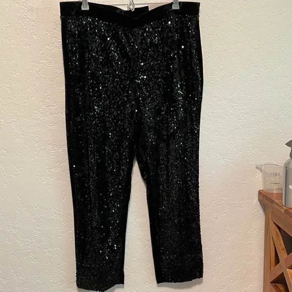 Chico’s velvet and sequins evening slim leg pants - Picture 2 of 8